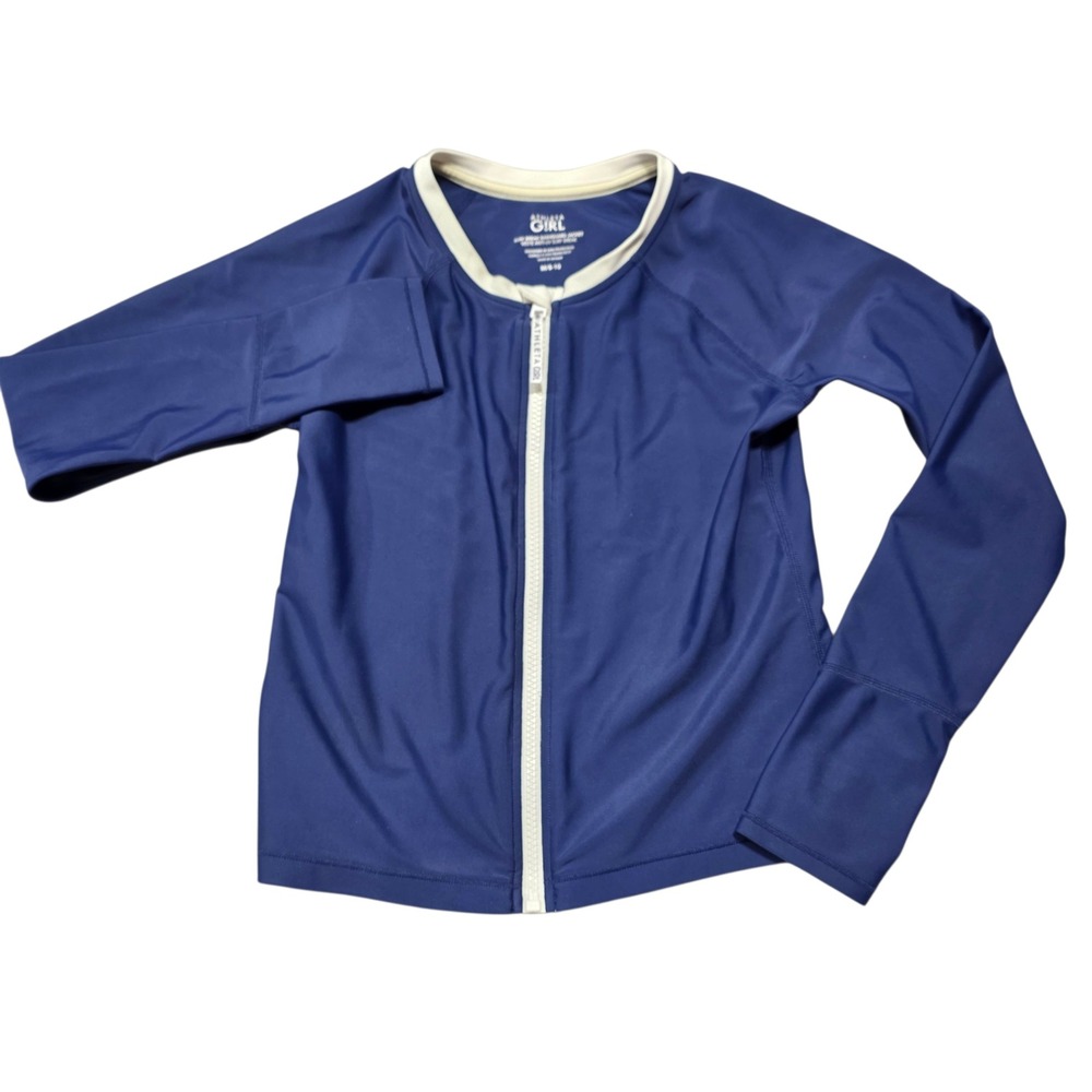 Athleta Girl Surf Break Rashguard Jacket Long‎ Sleeve Zip Up Blue M 8-10